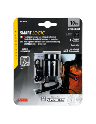ΦΩΣ ΠΟΔΗΛΑΤΟΥ ΠΙΣΩ SMART-LOGIC ΚΟΚΚΙΝΟ ΦΩΣ COB-LED 10lm ΦΟΡΤΙΣΗ ΜΕ USB