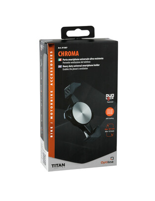 Αερόψυκτη Θήκη Κινητού Chroma της σειράς Titan Optiline Universal Εφαρμογής για κινητά με διαγώνιο μήκος από 131 mm έως 187 mm και 4 σετ αποστάτες, συμβατή με Βάσεις Στήριξης Κινητού Optiline για Μηχανή με σύστημα Duolock