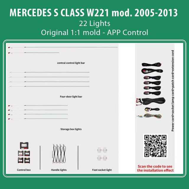 DIQ AMBIENT BENZ BC01 (Digital iQ Ambient Light for Mercedes S (W221) mod. 2005-2013 with 22 Lights)