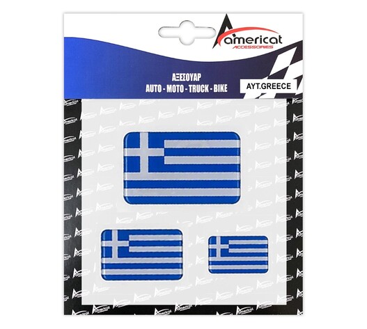 GREECE ΑΥΤΟΚΟΛΛΗΤΕΣ ΕΛΛΗΝΙΚΕΣ ΣΗΜΑΙΕΣ (5,3 Χ 3/4 Χ 2,5/8 X 5 cm) ΜΕ ΕΠΙΚΑΛΥΨΗ ΣΜΑΛΤΟΥ - 3 ΤΕΜ.