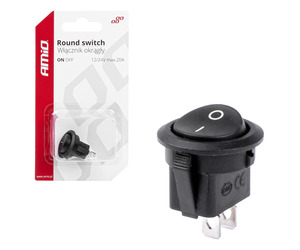 Amio - ΔΙΑΚΟΠΤΗΣ ON/OFF 2 ΕΠΑΦΩΝ 12V 20A ΣΤΡΟΓΓΥΛΟΣ Φ20mm ΜΑΥΡΟΣ - 1 τεμ. (03083/AM)