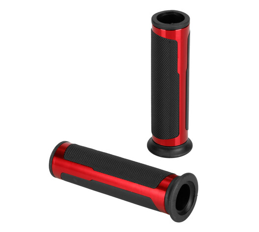 ΧΕΡΟΥΛΙΑ MOTO STYLE GRIP ΜΑΥΡΟ/ΚΟΚΚΙΝΟ ΧΡΩΜΑ 22mm+25mm 12cm LAMPA - 2 τεμ.