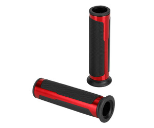 ΧΕΡΟΥΛΙΑ MOTO STYLE GRIP ΜΑΥΡΟ/ΚΟΚΚΙΝΟ ΧΡΩΜΑ 22mm+25mm 12cm LAMPA - 2 τεμ.