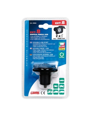 ΠΡΙΖΑ ΦΟΡΤΙΣΗΣ ΜΕ ΚΑΠΑΚΙ ΜΕ 2 USB 12/24V EXT-8