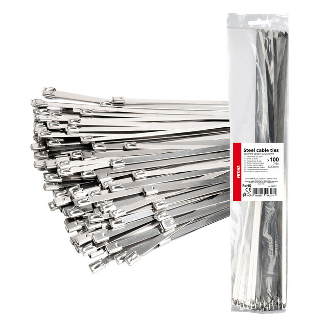 Amio - ΔΕΜΑΤΙΚΑ/ΔΕΤΙΚΑ ΚΑΛΩΔΙΩΝ TIE WRAP (ΤΑΙΡΑΠ) ΜΕΤΑΛΛΙΚΑ 7,9 x 600mm - 100 ΤΕΜ. (04327/AM)