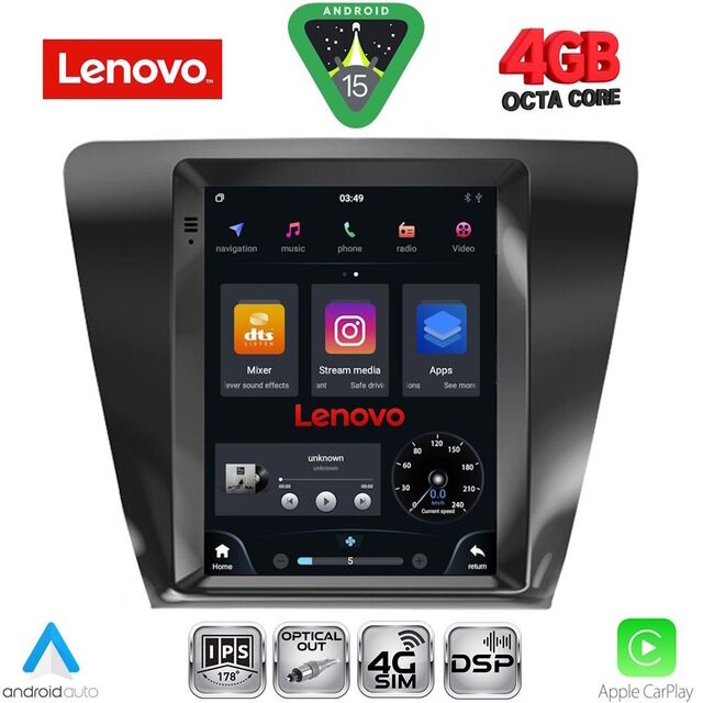 LENOVO SSX 9917_CPA TESLA STYLE for SKODA OCTAVIA 7 mod. 2013-2020