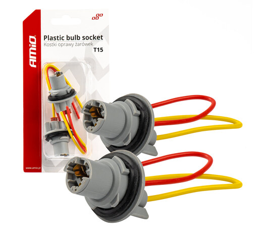 Amio - ΦΙΣΑ 12/24V ΓΙΑ ΛΑΜΠΕΣ T15/W5W/W16W ME ΚΑΛΩΔΙΟ - 2 ΤΕΜ. (03049/AM)
