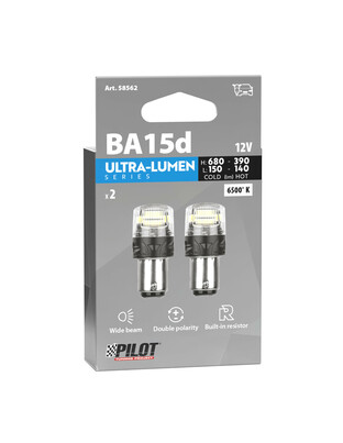 R5W 12V BA15d 680/150lm+390/140lm 6.500K ΔΙΠΛΗΣ ΠΟΛΙΚΟΤΗΤΑΣ LED CAN-BUS ULTRA-LUMEN SERIES 2ΤΕΜ.