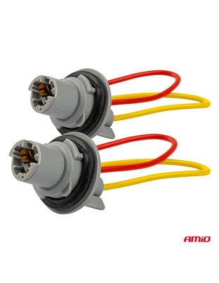 Amio - ΦΙΣΑ 12/24V ΓΙΑ ΛΑΜΠΕΣ T15/W5W/W16W ME ΚΑΛΩΔΙΟ - 2 ΤΕΜ. (03049/AM)