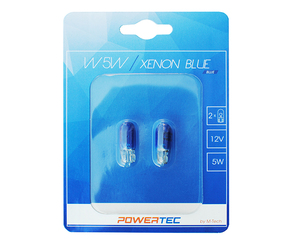 W5W 12V 5W W2,1x9,5d (ΚΑΡΦΩΤΟ ΑΚΑΛΥΚΟ)  POWERTEC XENON BLUE 2ΤΕΜ.