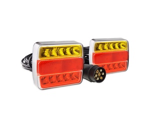Amio - Σετ Φανάρια Πίσω Τρέιλερ LED Μαγνητικά 12V με Καλώδιο 7pin σε Compact Σχεδιασμό για Πλήρη Σήμανση και Εύκολη Τοποθέτηση σε Ρυμουλκούμενα - 1 Σετ (02141/AM)