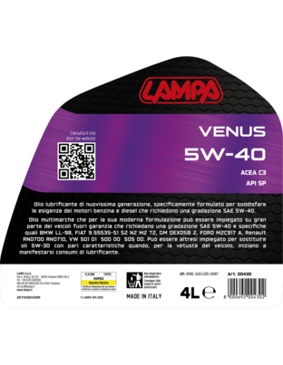 Lampa - Λάδι Κινητήρα Αυτοκινήτου Venus 5W-40 4 Lt. - 1 τεμ. (L0043.0)