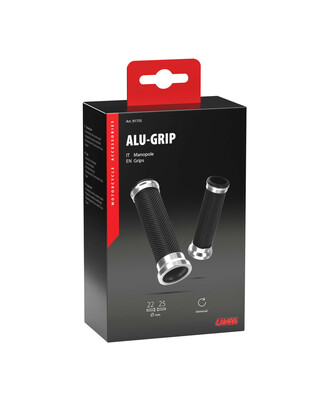 ΧΕΡΟΥΛΙΑ MOTO ALU GRIP  ΜΑΥΡΟ/ΑΣΗΜΙ ΧΡΩΜΑ 22mm+25mm 12cm LAMPA - 2 τεμ.
