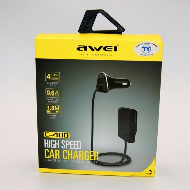 ΓΡΗΓΟΡΟΣ ΦΟΡΤΙΣΤΗΣ ΑΥΤΟΚΙΝΗΤΟΥ ΜΕ 4 ΘΥΡΕΣ USB 2.4A PH-AN-400