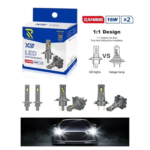 RCHANG ΛΑΜΠΕΣ LED ΑΥΤΟΚΙΝΗΤΟΥ Χ18 H7 16Wx2 W18524-1