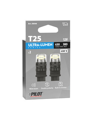 P27W 12V W2,5x16d 630/380lm 6.500K ΔΙΠΛΗΣ ΠΟΛΙΚΟΤΗΤΑΣ LED CAN-BUS ULTRA-LUMEN SERIES 2ΤΕΜ.