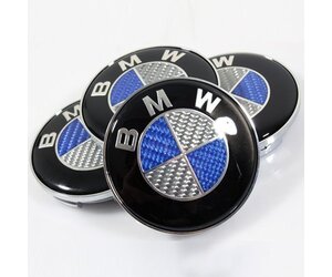 Τάπες για κέντρο ζάντας μπλέ look carbon - Bmw
