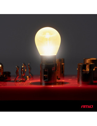 Amio – Λάμπες Αλογόνου PY21W BAU15s 12V 21W Πορτοκαλί/Χρώμιο Lumitec για Φλας & Καθαρή Σήμανση – Σετ 2 Τεμ. (04627/AM)