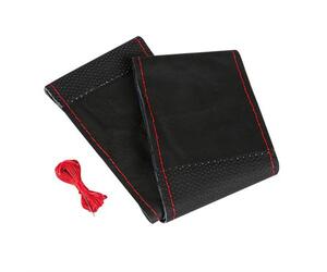 Lampa Κάλυμμα Τιμονιού Αυτοκινήτου Sport Leather Top Grip Δετό 37-39εκ. Λείο & Διάτρητο Γνήσιο Δέρμα Μαύρο με Κόκκινη Ραφή 1-τεμ. (L3299.9)