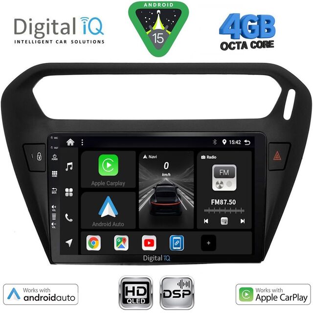 DIGITAL IQ BXF 16511BL_CPAA (9inc) MULTIMEDIA TABLET for CITROEN ELYSEE – PEUGEOT 301 mod. 2013-2026 (BLACK)