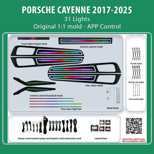 DIQ AMBIENT PORSCHE BSJ08D (Digital iQ Ambient Light for Porsche Cayenne mod. 2017-2025 with 31 Lights)