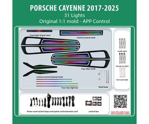 DIQ AMBIENT PORSCHE BSJ08D (Digital iQ Ambient Light for Porsche Cayenne mod. 2017-2025 with 31 Lights)