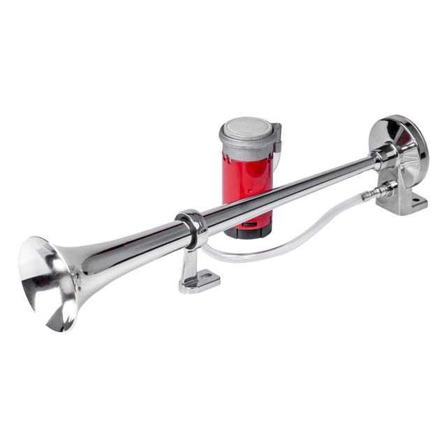 Amio - ΚΟΡΝΑ ΠΝΕΥΜΑΤΙΚΗ ΜΟΝΗ 12V (ΜΗΚΟΣ:45 cm ΔΙΑΜΕΤΡΟΣ ΕΞΟΔΟΥ: 9cm) ΧΡΩΜΙΟΥ - 1 Τεμ. (03618/AM)