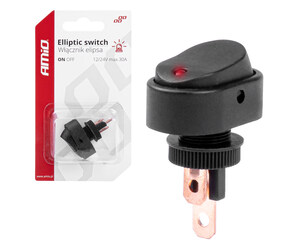 Amio - ΔΙΑΚΟΠΤΗΣ ON/OFF 3 ΕΠΑΦΩΝ ΜΕ LED ΚΟΚΚΙΝΟ12/24V Φ12mm 30A ΜΕ ΣΠΕΙΡΩΜΑ ΟΒΑΛ - 1 ΤΕΜ. (03089/AM)
