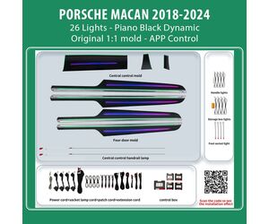 DIQ AMBIENT PORSCHE BSJ03D (Digital iQ Ambient Light for Porsche Macan mod. 2018-2024 with 26 Lights) PIANO BLACK DYNAMIC