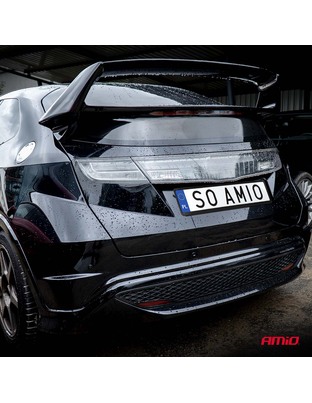 Amio - Πλαίσιο Πινακίδας Αυτοκινήτου 520x114mm Μαύρο Γυαλιστερό Piano Black για Εμπρός και Πίσω Πινακίδα - 1 τεμ. (04779/AM)