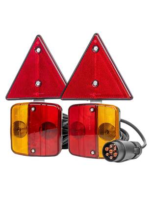 Amio – Φανάρια Τρέιλερ Μαγνητικά 12V με 7-PIN ISO & Ανακλαστικά Τρίγωνα για Ασφαλή Σήμανση & Ορατότητα – 2 Τεμ. (02095/AM)