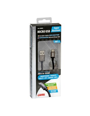 ΚΑΛΩΔΙΟ ΦΟΡΤΙΣΗΣ ΚΑΙ ΣΥΓΧΡΟΝΙΣΜΟΥ MICRO USB SUPER RESISTANT 100cm ΜΑΥΡΟ
