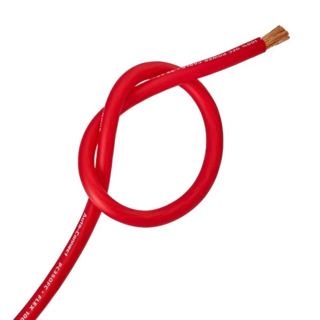 PC21OFCR Power Cable Red 4AWG/21,6mm2 OFC Auto-Connect, Sold by the meter