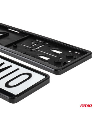 Amio - Πλαίσιο Πινακίδας Αυτοκινήτου 520x114mm Μαύρο Γυαλιστερό Piano Black για Εμπρός και Πίσω Πινακίδα - 1 τεμ. (04779/AM)