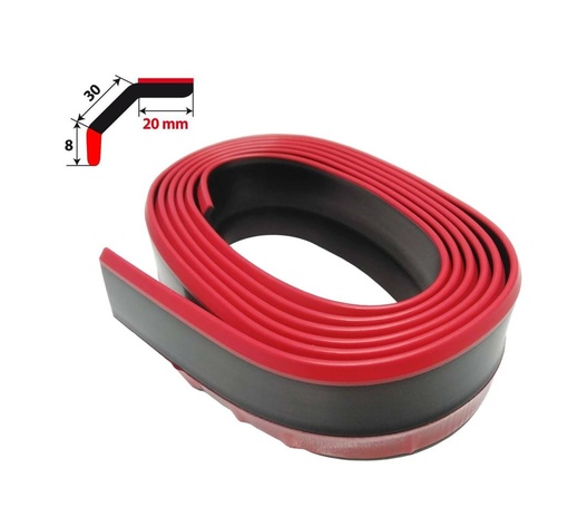 ΔΙΑΚΟΣΜΗΤΙΚΟ SPOILER ΠΡΟΦΥΛΑΚΤΗΡΑ LIP-SPLITTER 20+30+8mm 250cm ΛΑΣΤΙΧΕΝΙΟ ΚΟΚΚΙΝΟ/ΜΑΥΡΟ SIMONI RACING - 1 ΤΕΜ.