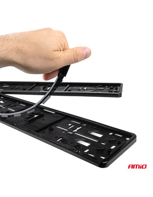 Amio - Πλαίσιο Πινακίδας Αυτοκινήτου 520x114mm Μαύρο Γυαλιστερό Piano Black για Εμπρός και Πίσω Πινακίδα - 1 τεμ. (04779/AM)