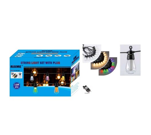 RIXME ΓΙΡΛΑΝΤΑ ΠΡΙΖΑΣ 15m 16 ΛΑΜΠΤΗΡΕΣ RGB & ΚΙΤΡΙΝΟ ΧΡΩΜΑ RZ-5318