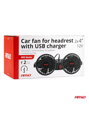 Amio - ΑΝΕΜΙΣΤΗΡΑΣ ΔΙΠΛΟΣ 12V 2χ4''(10,8cm) ΜΕ ΦΙΣ ΑΝΑΠΤΗΡΑ/2 USB 5V & ΣΤΗΡΙΞΗ ΣΤΟ ΠΡΟΣΚΕΦΑΛΟ - 1 TEM. (03009/AM)