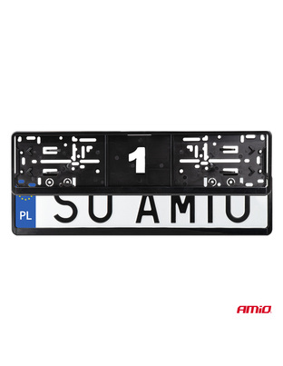 Amio - Πλαίσιο Πινακίδας Αυτοκινήτου 520x114mm Μαύρο Γυαλιστερό Piano Black για Εμπρός και Πίσω Πινακίδα - 1 τεμ. (04779/AM)