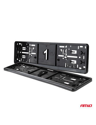 Amio - Πλαίσιο Πινακίδας Αυτοκινήτου 520x114mm Μαύρο Γυαλιστερό Piano Black για Εμπρός και Πίσω Πινακίδα - 1 τεμ. (04779/AM)