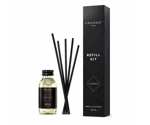 Fresso - Κιτ Αναπλήρωσης με Άρωμα Cadence 100 ml Premium Home Refill Kit και 6 Μαύρα Στικ από Fiberglass για Αρωματικό Χώρου Reed Diffuser - 1 Τεμ. (390037/FRE)