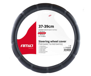 Amio - ΚΑΛΥΜΜΑ ΤΙΜΟΝΙΟΥ SWC-29-M 37-39cm ΔΙΑΤΡΗΤΟ ΜΑΥΡΟ ΜΕ ΓΚΡΙ ΡΑΦΗ - 1 Τεμ. (02566/AM)