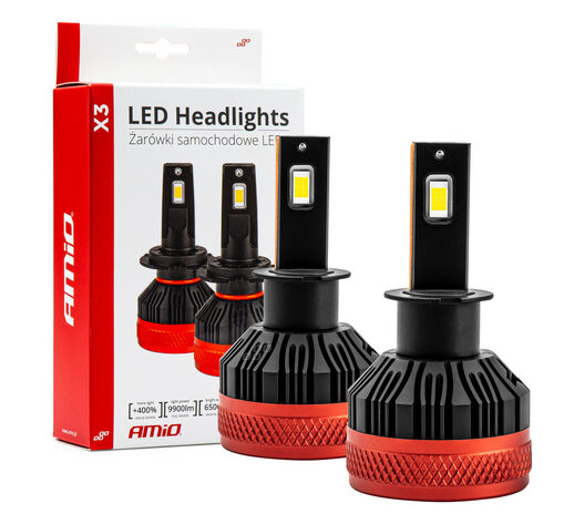 Amio - ΛΑΜΠΕΣ LED H3 10-16V 90W 6.500K 9900lm CAN BUS (ME ΑΝΕΜΙΣΤΗΡΑΚΙ) X3 SERIES - 2ΤΕΜ. (02978/AM)