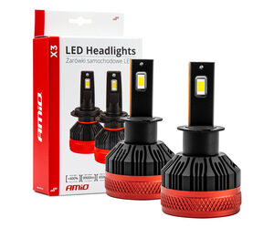 Amio - ΛΑΜΠΕΣ LED H3 10-16V 90W 6.500K 9900lm CAN BUS (ME ΑΝΕΜΙΣΤΗΡΑΚΙ) X3 SERIES - 2ΤΕΜ. (02978/AM)