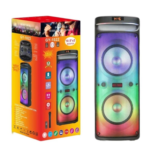 ΦΟΡΗΤΟ ΑΣΥΡΜΑΤΟ ΚΑΡΑΟΚΕ ΗΧΕΙΟ ΜΕ ΔΙΠΛΟ WOOFER 10″ GY-1022