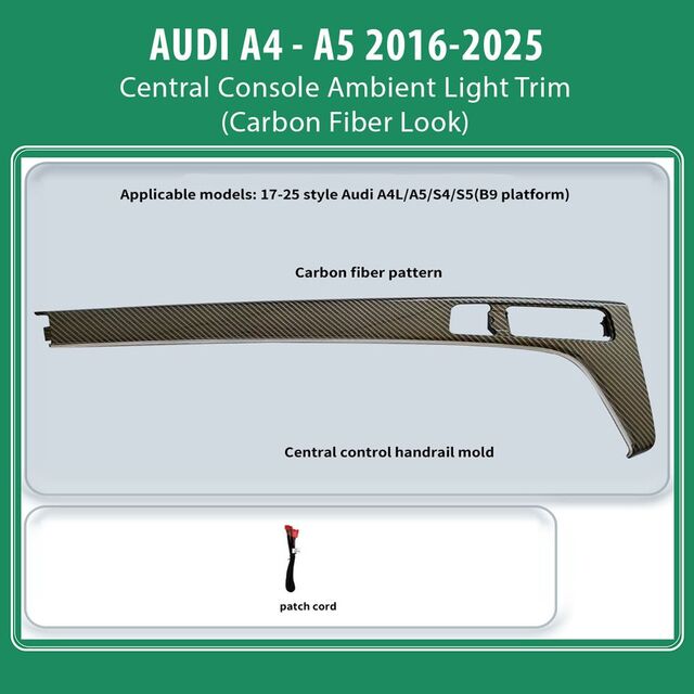 DIQ AMBIENT AUDI A4 - A5 ADPJ08 (Digital iQ Ambient Light for AUDI A4- A5 mod. 2016-2025, Central Console Ambient Light Trim, Carbon Fiber Look)