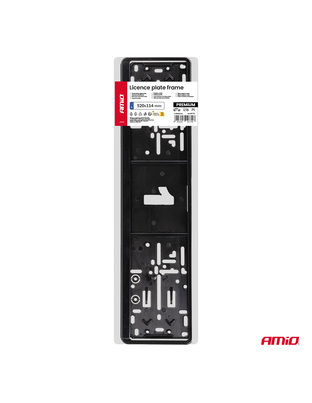 Amio - Πλαίσιο Πινακίδας Αυτοκινήτου 520x114mm Μαύρο Γυαλιστερό Piano Black για Εμπρός και Πίσω Πινακίδα - 1 τεμ. (04779/AM)