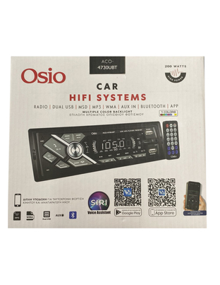 RADIO 1 DIN DUAL USB/FM/MSD/MP3/WMA/BLUETOOTH 200W ΜΕ ΕΠΙΛΟΓΗ ΦΩΤΙΣΜΟΥ 7 ΧΡΩΜΑΤΩΝ & ΧΕΙΡΙΣΤΗΡΙΟ OSIO - 1 τεμ.