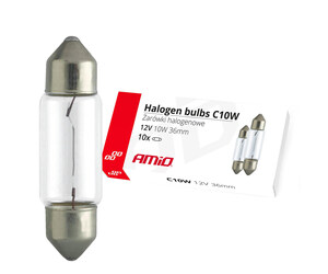 Amio - ΛΑΜΠΑΚΙΑ ΠΛΑΦΟΝΙΕΡΑΣ C10W 24V 10W 36mm ΑΛΟΓΟΝΟΥ ΚΟΥΤΙ - 10 ΤΕΜ. (02556/AM)